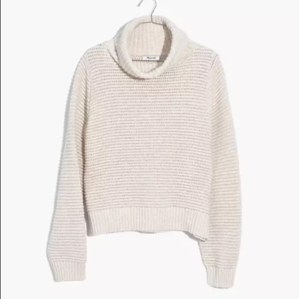 Madewell Side-Button White Turtleneck Sweater